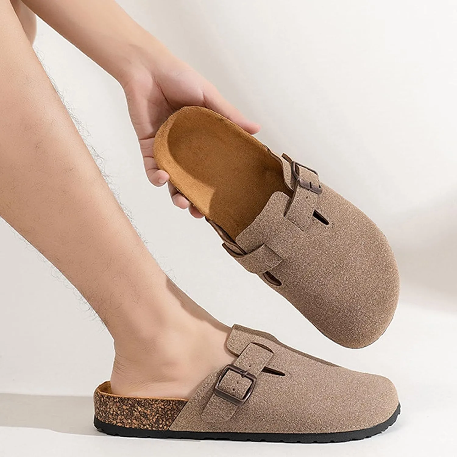 Clogs for Women Platform Suede Soft Clogs Classic Cork Clog Antislip Slippers Waterproof Mules House Sandals Buckle