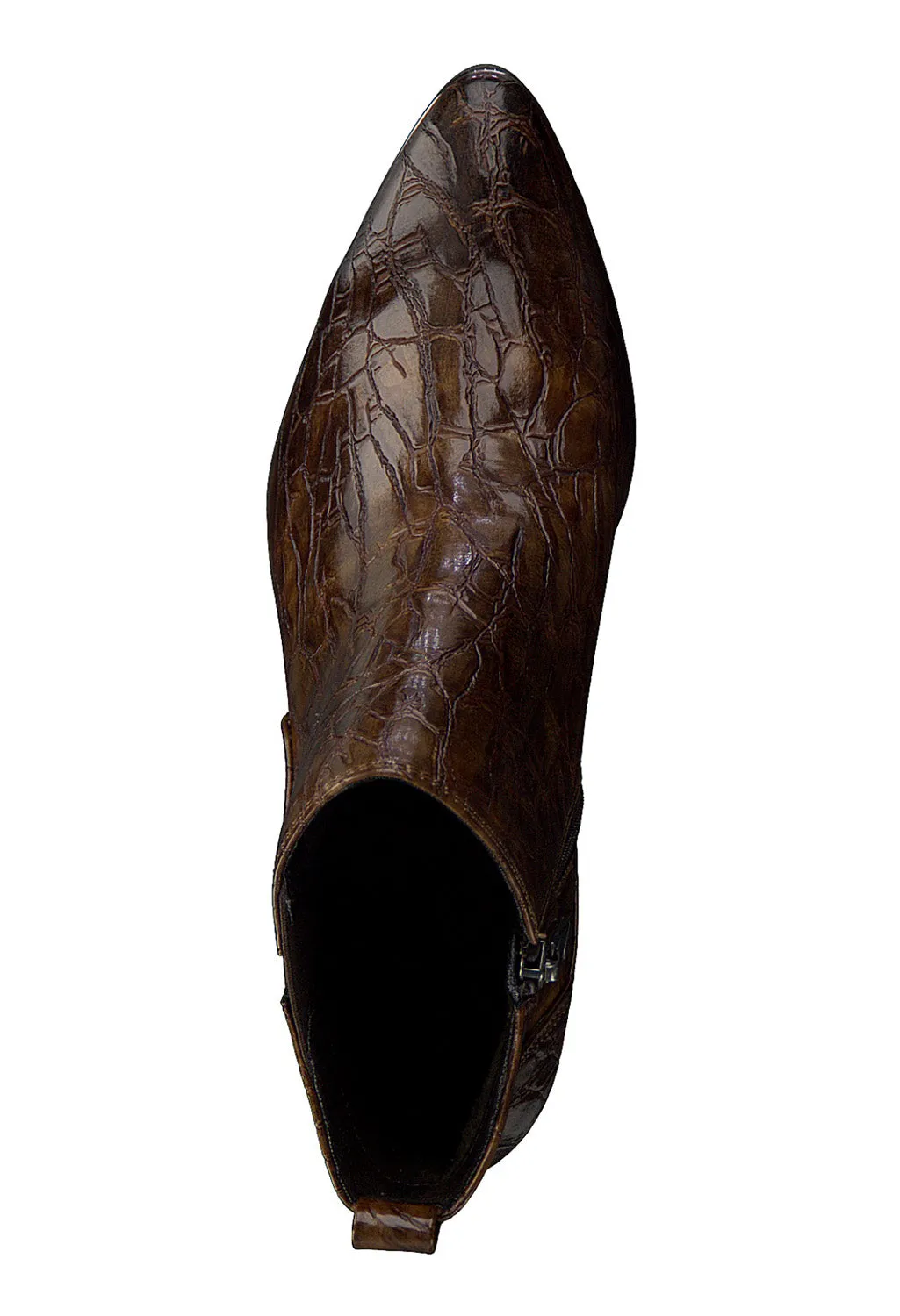 Cognac Croc Print Ankle Boot
