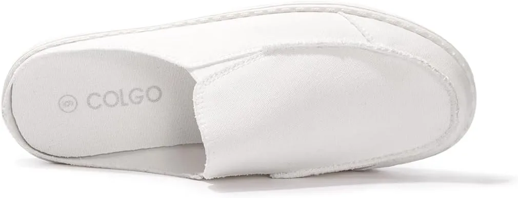 Colgo Womens Mules Shoes, Comfortable Slip on Canvas Shoes for Women