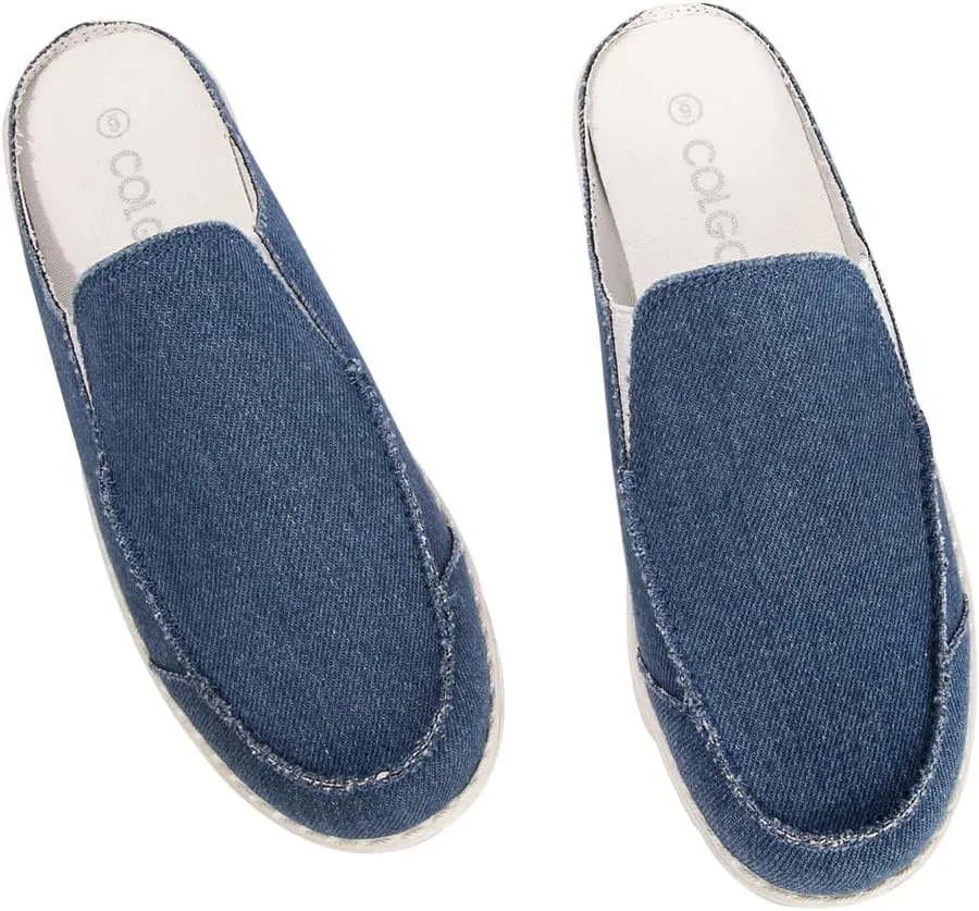 Colgo Womens Mules Shoes, Comfortable Slip on Canvas Shoes for Women
