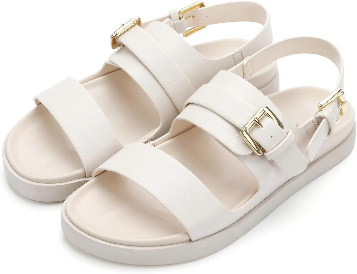 CosyFever Women's Flat Footbed Sandals Slip On Adjustable Back Strap Comfortable Walking Shoes for Summer Work Casual Outfits