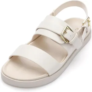 CosyFever Women's Flat Footbed Sandals Slip On Adjustable Back Strap Comfortable Walking Shoes for Summer Work Casual Outfits