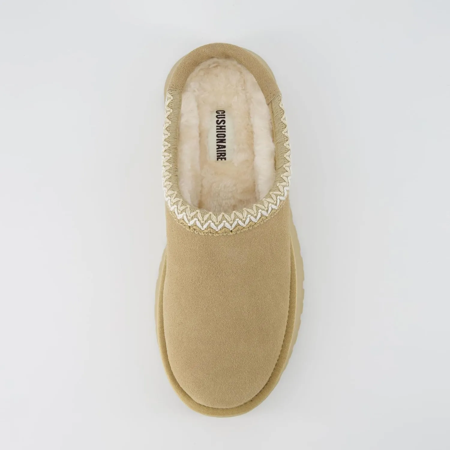 CUSHIONAIRE Kabuki Platform Boots Genuine Suede Fuzzy Mule Slippers for Women with Memory Foam | Indoor/Outdoor Womens Slippers | Wide Widths Available