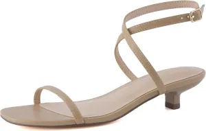 CUSHIONAIRE Sonata Women’s Ankle Wrap One Band Kitten Heel Sandal – Strappy Faux Leather Dress Shoe with Adjustable Buckle