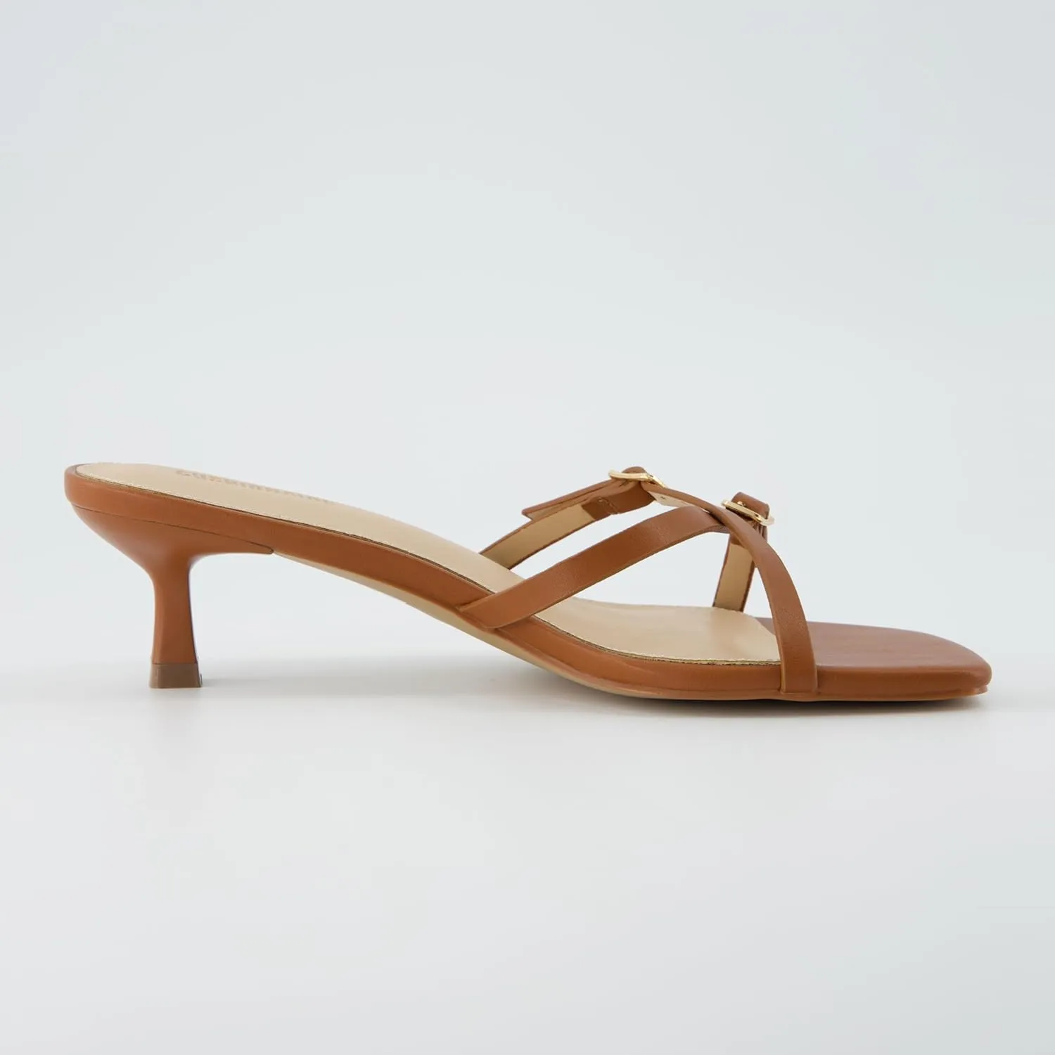 CUSHIONAIRE Women's Milan Kitten Heel Sandals  Memory Foam, Wide Widths Available