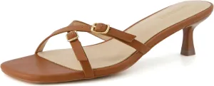 CUSHIONAIRE Women's Milan Kitten Heel Sandals  Memory Foam, Wide Widths Available
