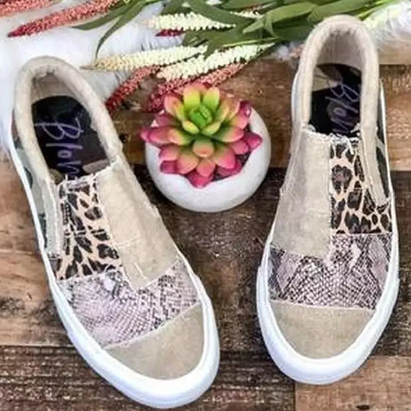 Daily Comfortable Patchwork Casual Out Flats Big-ticket savings Printing Shoes Round Buy-one-get-one Door