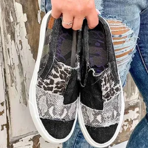 Daily Comfortable Patchwork Casual Out Flats Big-ticket savings Printing Shoes Round Buy-one-get-one Door