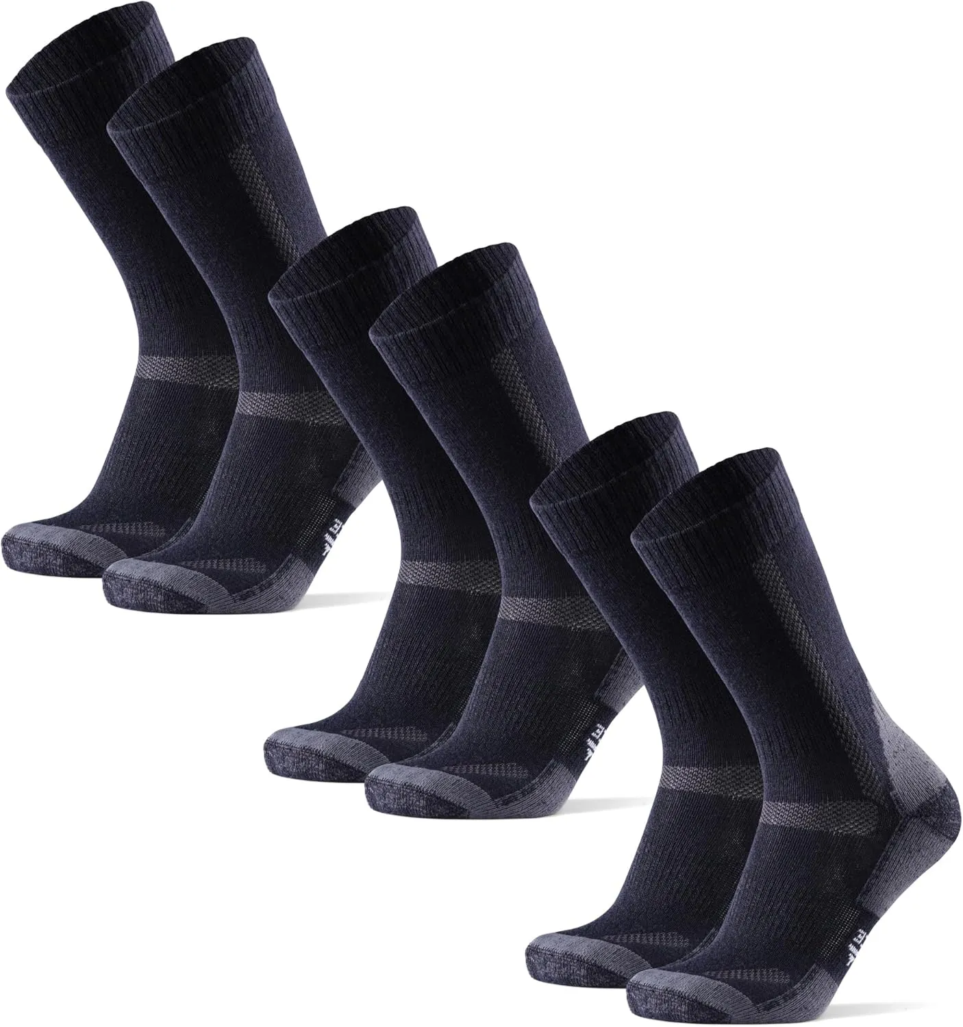 DANISH ENDURANCE Hiking Socks, Merino Wool Socks, Anti Blister, Cushioned, Breathable, Men & Women, 3-Pack