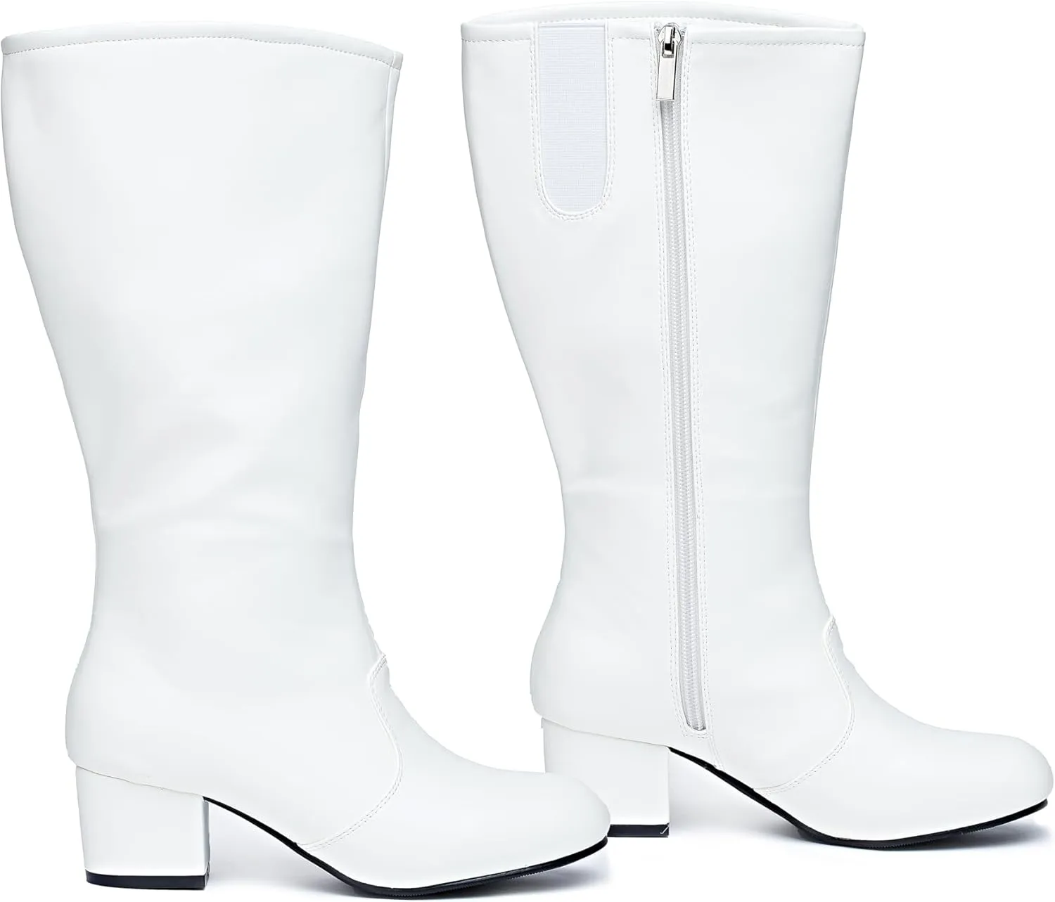 Danz N Motion Parade Boots Womens Dolly 2" Heel Knee High Black and White 531 & 5333