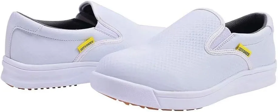 DDTX Slip Oil Resistant Slip-on Mens Work Shoes Black/White