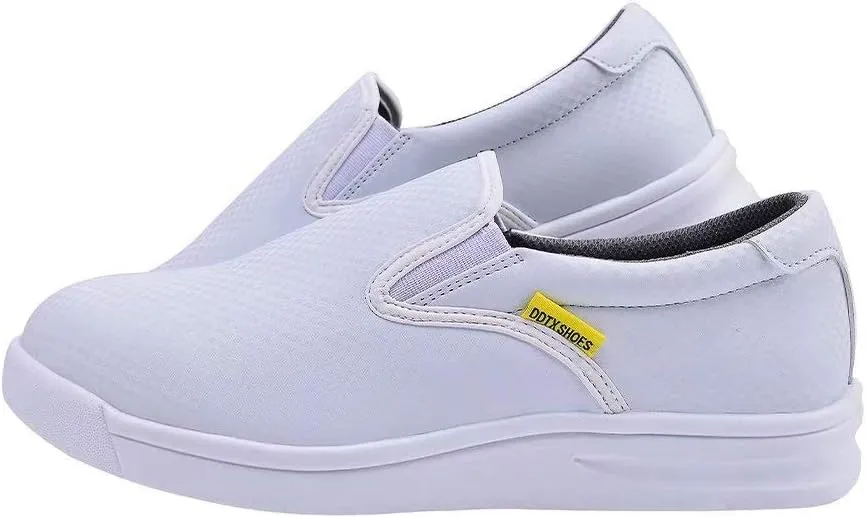 DDTX Slip Oil Resistant Slip-on Mens Work Shoes Black/White