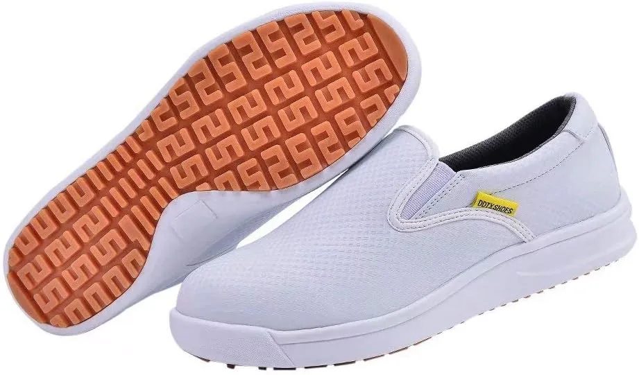 DDTX Slip Oil Resistant Slip-on Mens Work Shoes Black/White