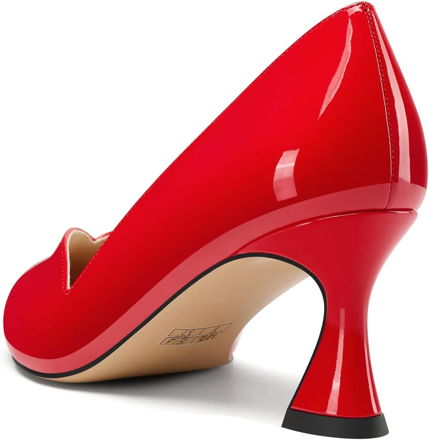 DearOnly Womens Mid Stiletto Heel Dress Slip-on Close Pointed Toe Pumps Cute Patent Leather Prom Casual Shoes 2.4 Inches Heels