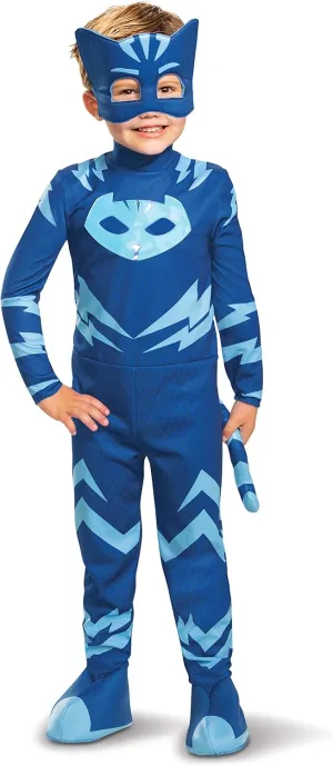 Disguise PJ Masks Costume, Deluxe Kids Light Up Jumpsuit Outfit and Character Mask, Toddler Size