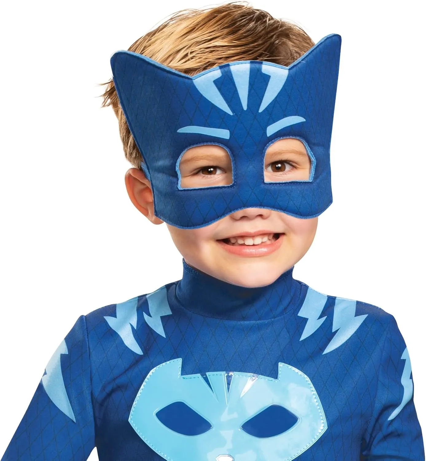 Disguise PJ Masks Costume, Deluxe Kids Light Up Jumpsuit Outfit and Character Mask, Toddler Size