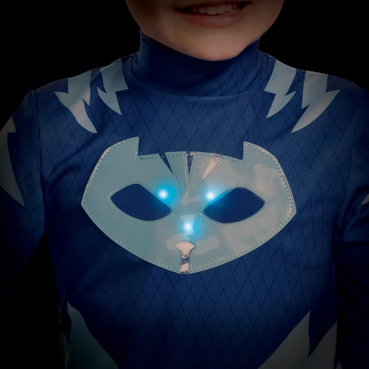 Disguise PJ Masks Costume, Deluxe Kids Light Up Jumpsuit Outfit and Character Mask, Toddler Size