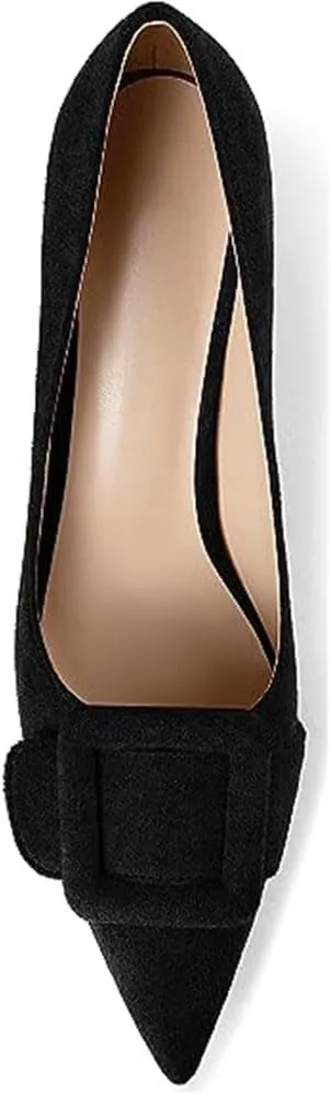 Divanne Pumps Shoes, Women's Stiletto High Heels Buckle Suede Pumps Pointy Toe Slip-On Office Pumps for Party Dress