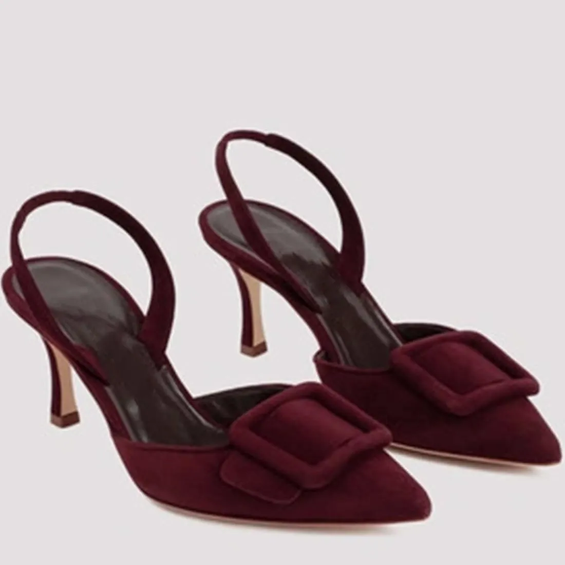 Divanne Slingback Pumps, Women's Pointed Toe Stiletto Pumps Buckle High Heeled Sandals Office Lady Casual Party Wedding Shoes