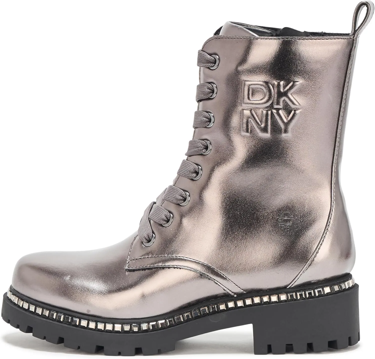 DKNY Women's Rommily Lace Up Combat Boot with Studs