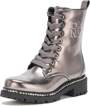 DKNY Women's Rommily Lace Up Combat Boot with Studs