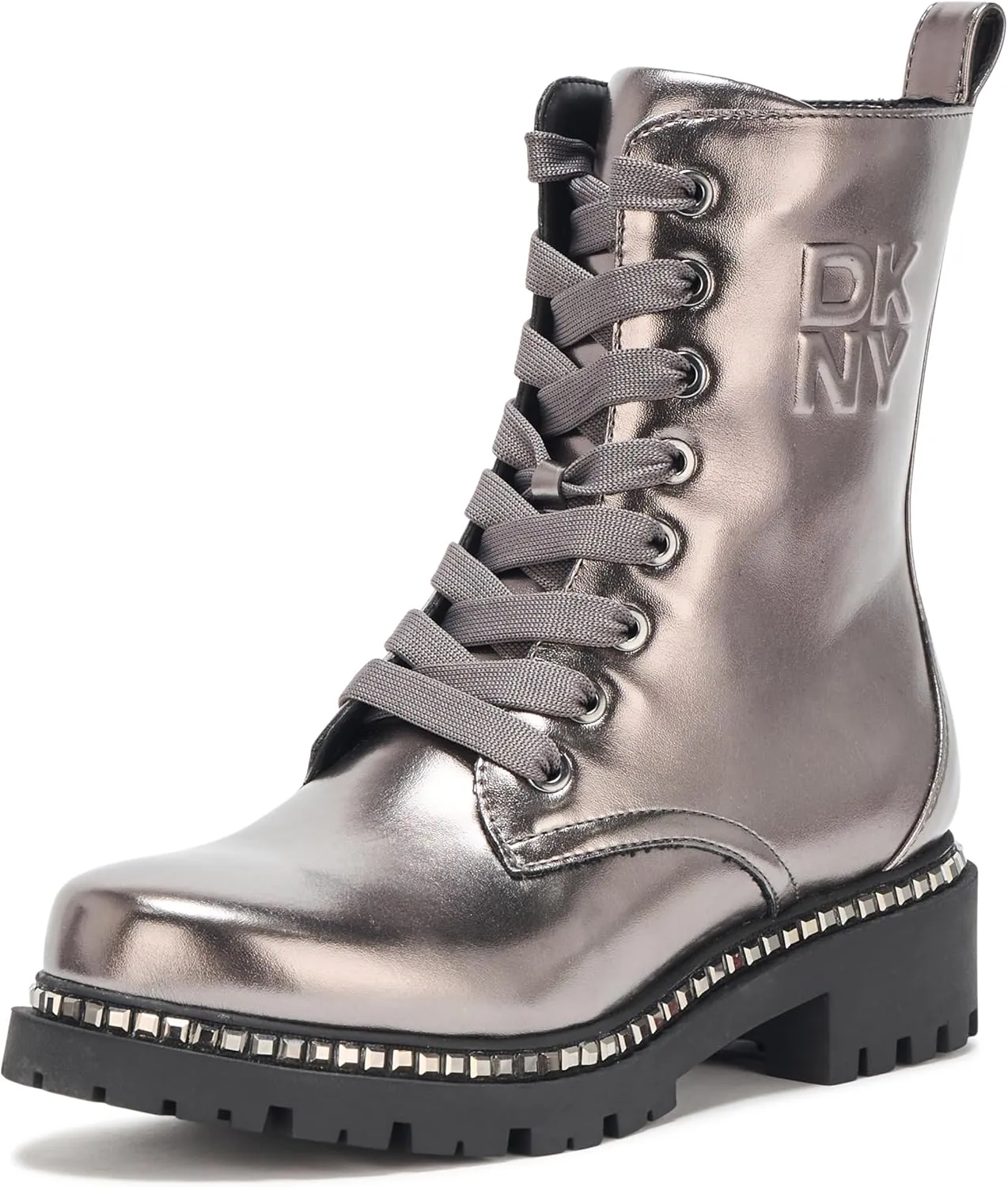 DKNY Women's Rommily Lace Up Combat Boot with Studs
