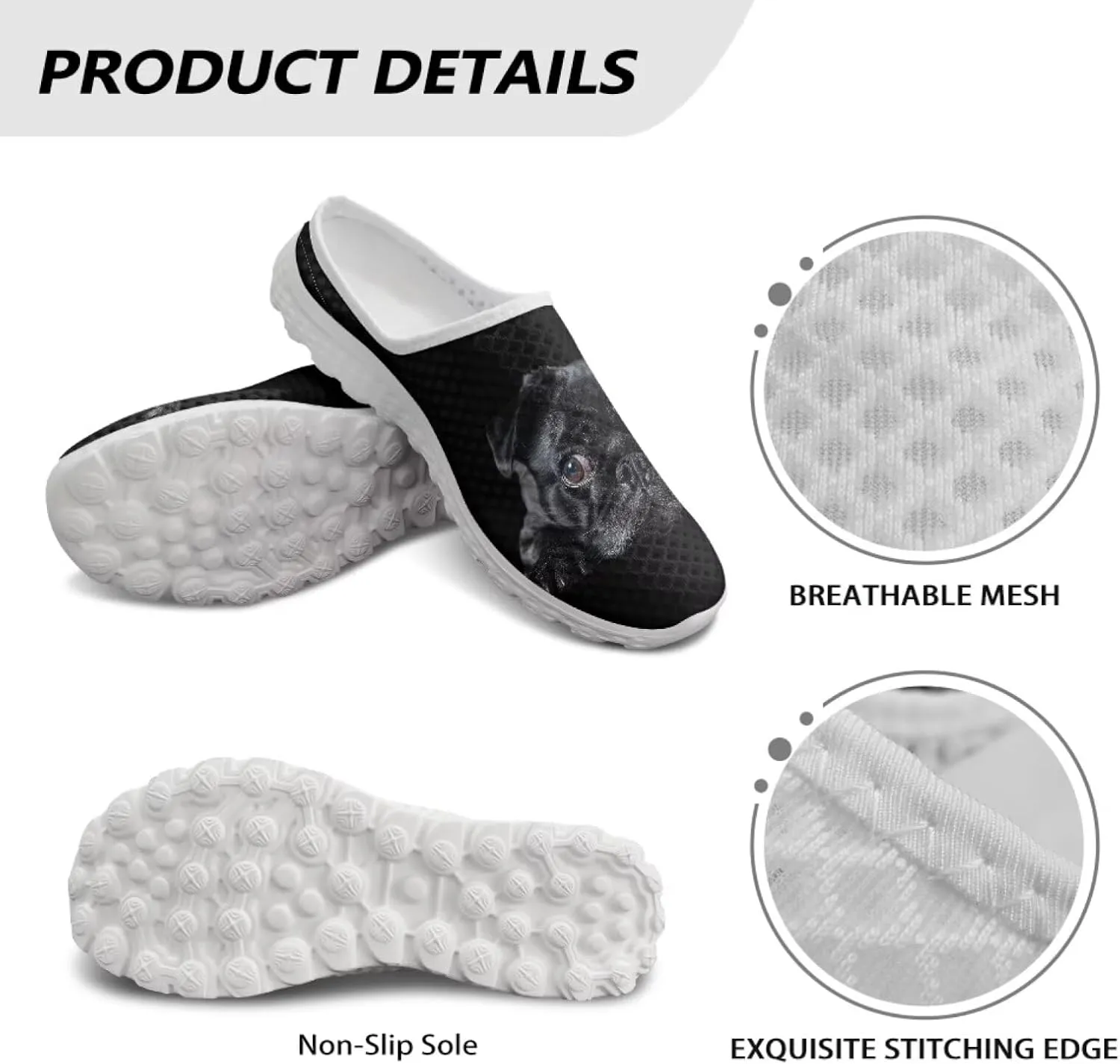 Dog Cat Print Mule Slippers for Women Memory Foam Clipper Fashion Sneakers Comfortable Slip-On Loafers Shoe