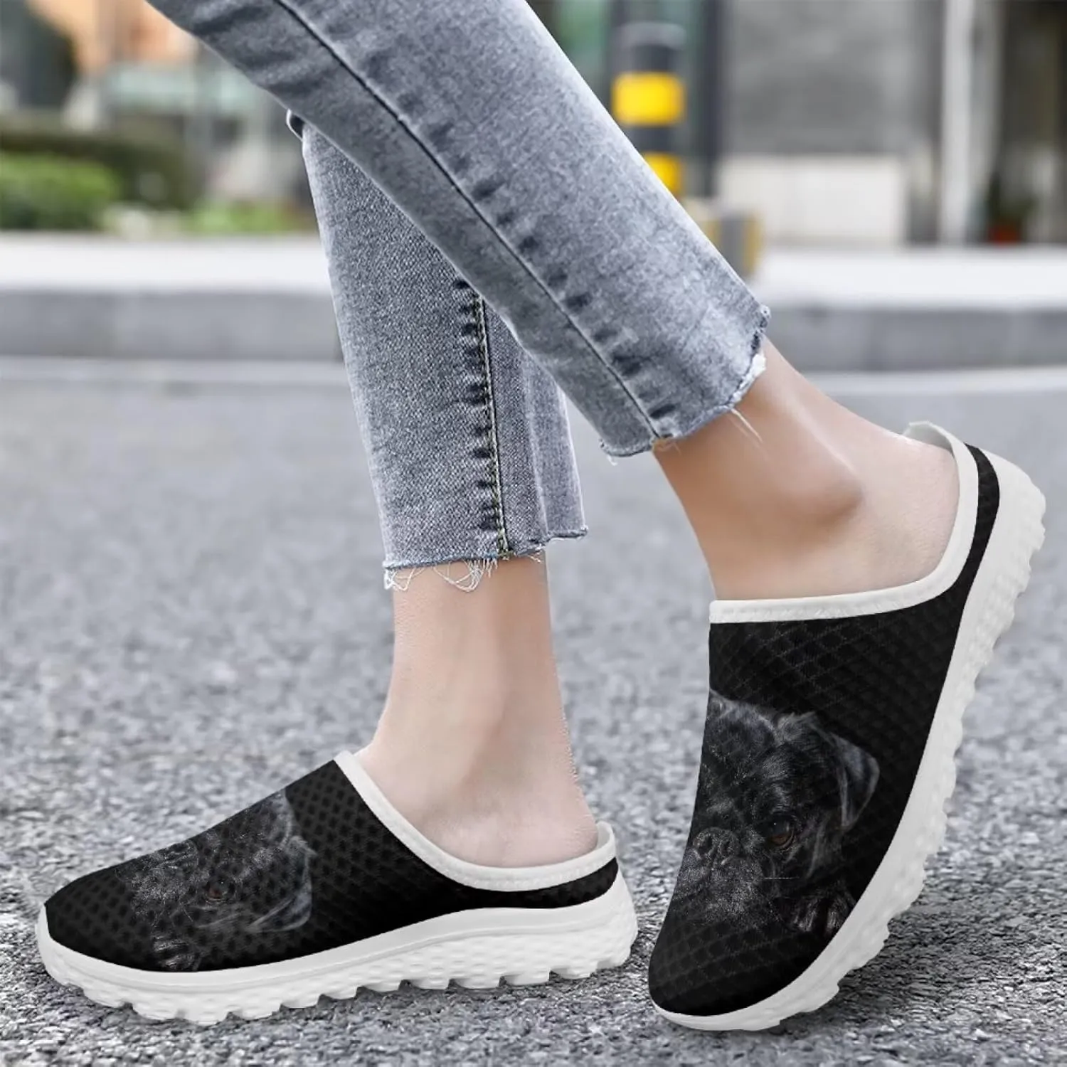 Dog Cat Print Mule Slippers for Women Memory Foam Clipper Fashion Sneakers Comfortable Slip-On Loafers Shoe