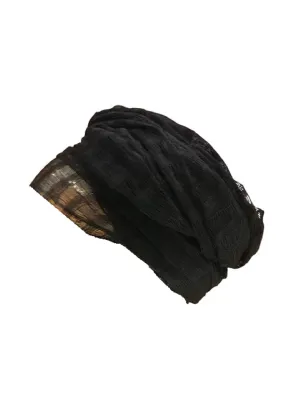 Double Wide Sheer Headwrap Scarf Handwoven No-Slip Breathable See Through Open Net Weave Black Ebony