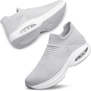 DOUSSPRT Womens Walking Shoes Sock Casual Ladies Fashion Sneakers Comfortable Slip On Air Cushion Platform