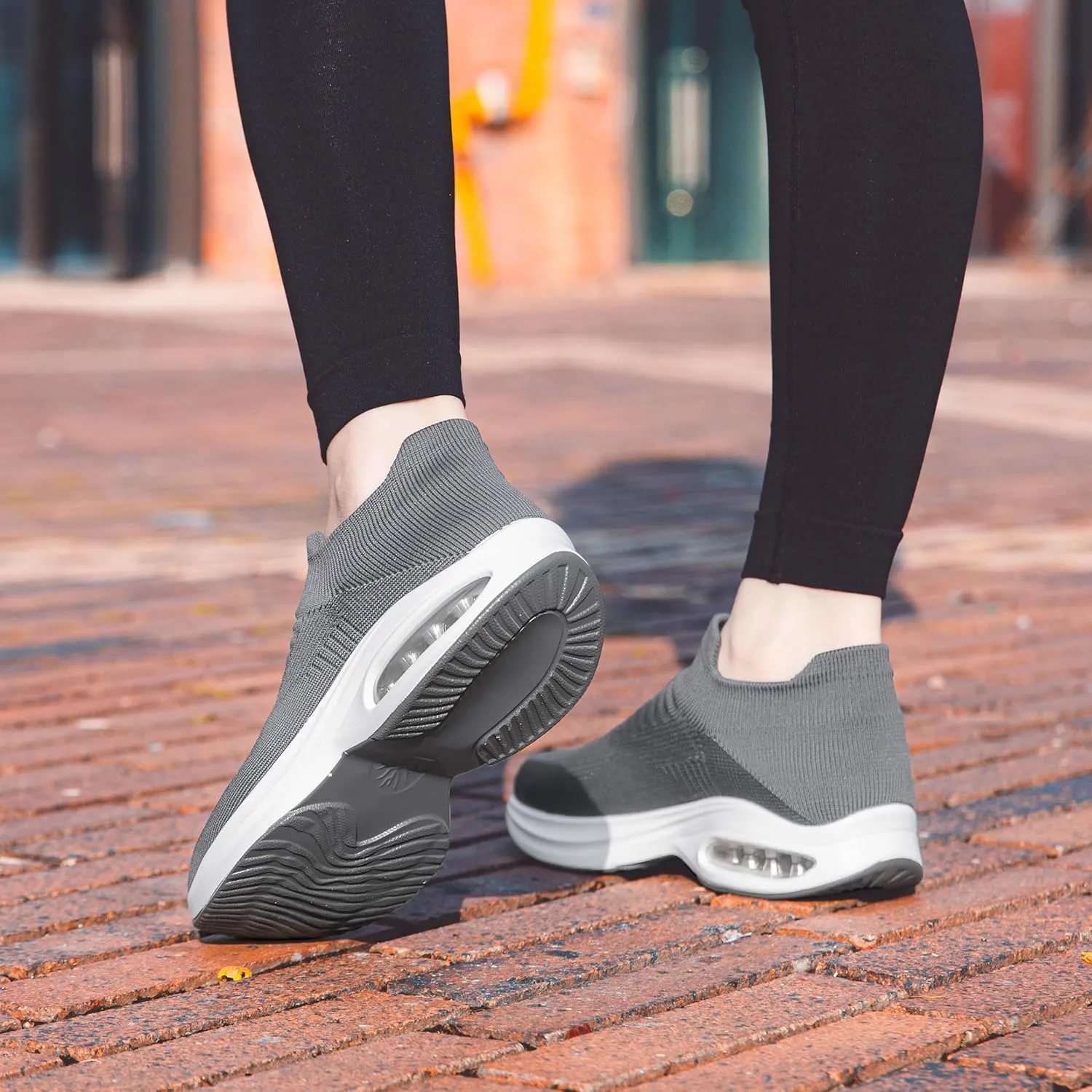 DOUSSPRT Womens Walking Shoes Sock Casual Ladies Fashion Sneakers Comfortable Slip On Air Cushion Platform
