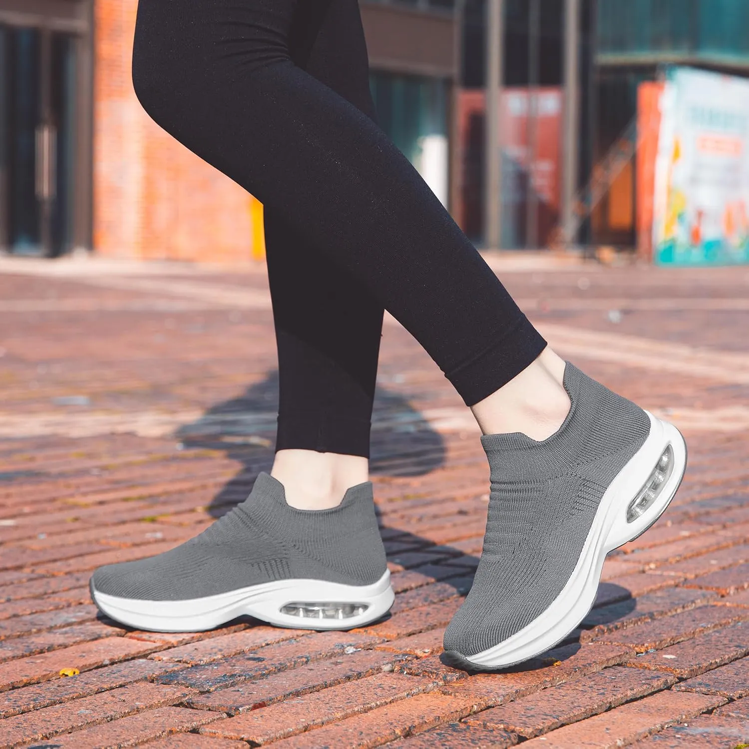 DOUSSPRT Womens Walking Shoes Sock Casual Ladies Fashion Sneakers Comfortable Slip On Air Cushion Platform