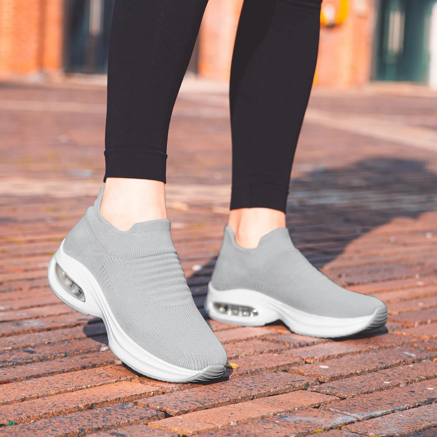DOUSSPRT Womens Walking Shoes Sock Casual Ladies Fashion Sneakers Comfortable Slip On Air Cushion Platform