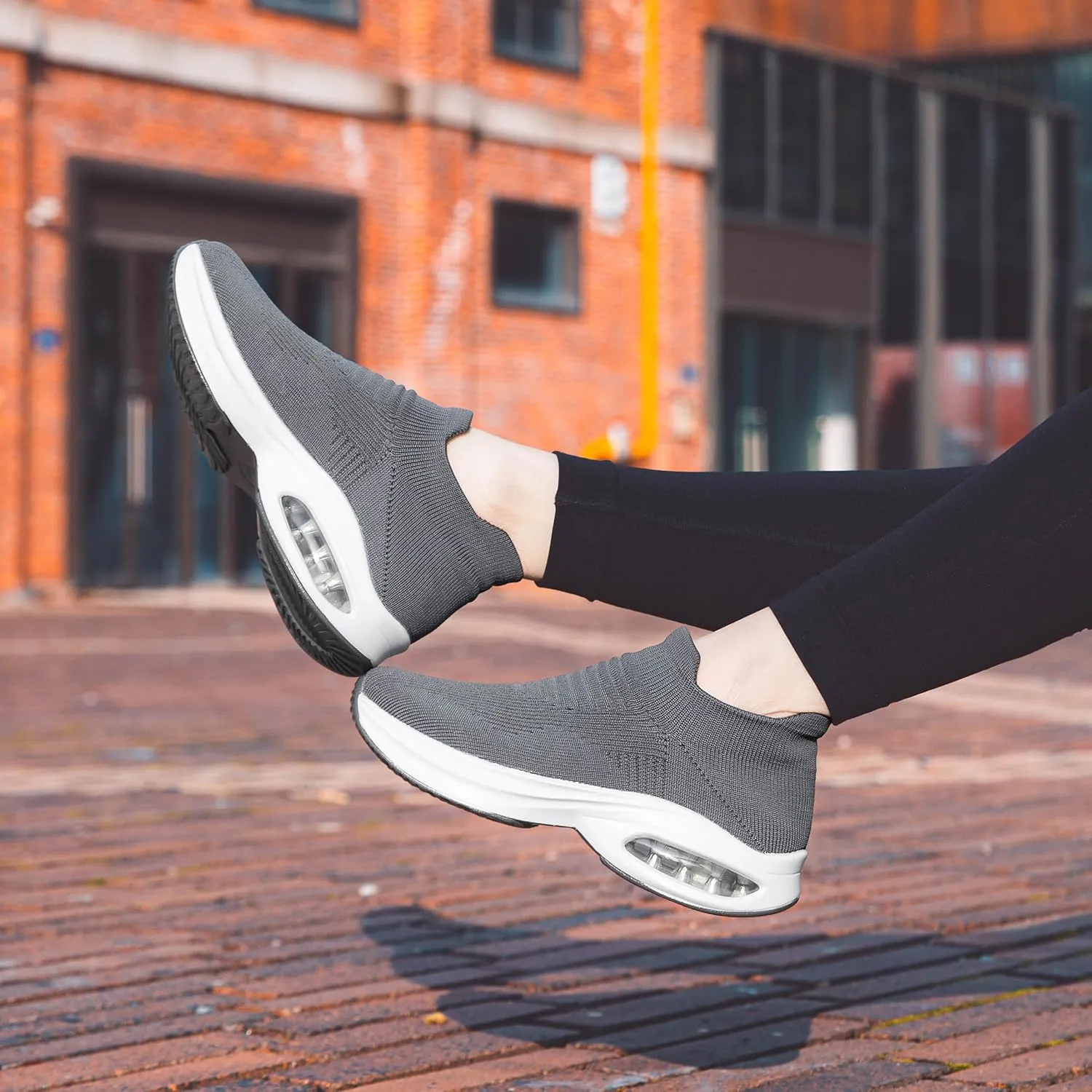 DOUSSPRT Womens Walking Shoes Sock Casual Ladies Fashion Sneakers Comfortable Slip On Air Cushion Platform
