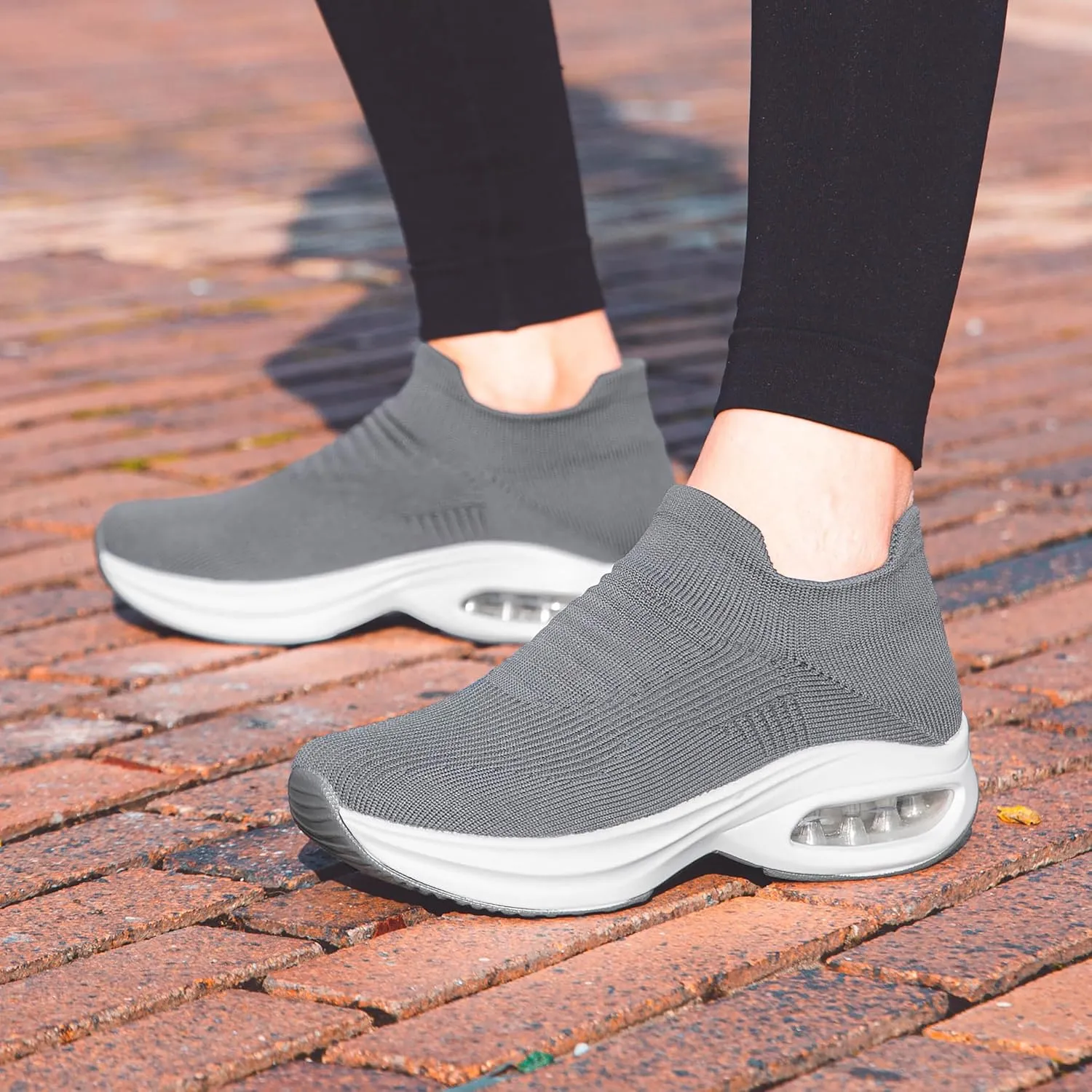DOUSSPRT Womens Walking Shoes Sock Casual Ladies Fashion Sneakers Comfortable Slip On Air Cushion Platform