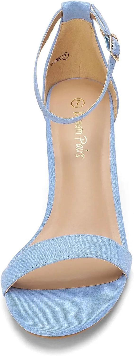 DREAM PAIRS Women's Chunk Low Heel Pump Sandals