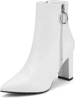 DREAM PAIRS Women's Chunky Heel Ankle Booties Pointed Toe Short Boots