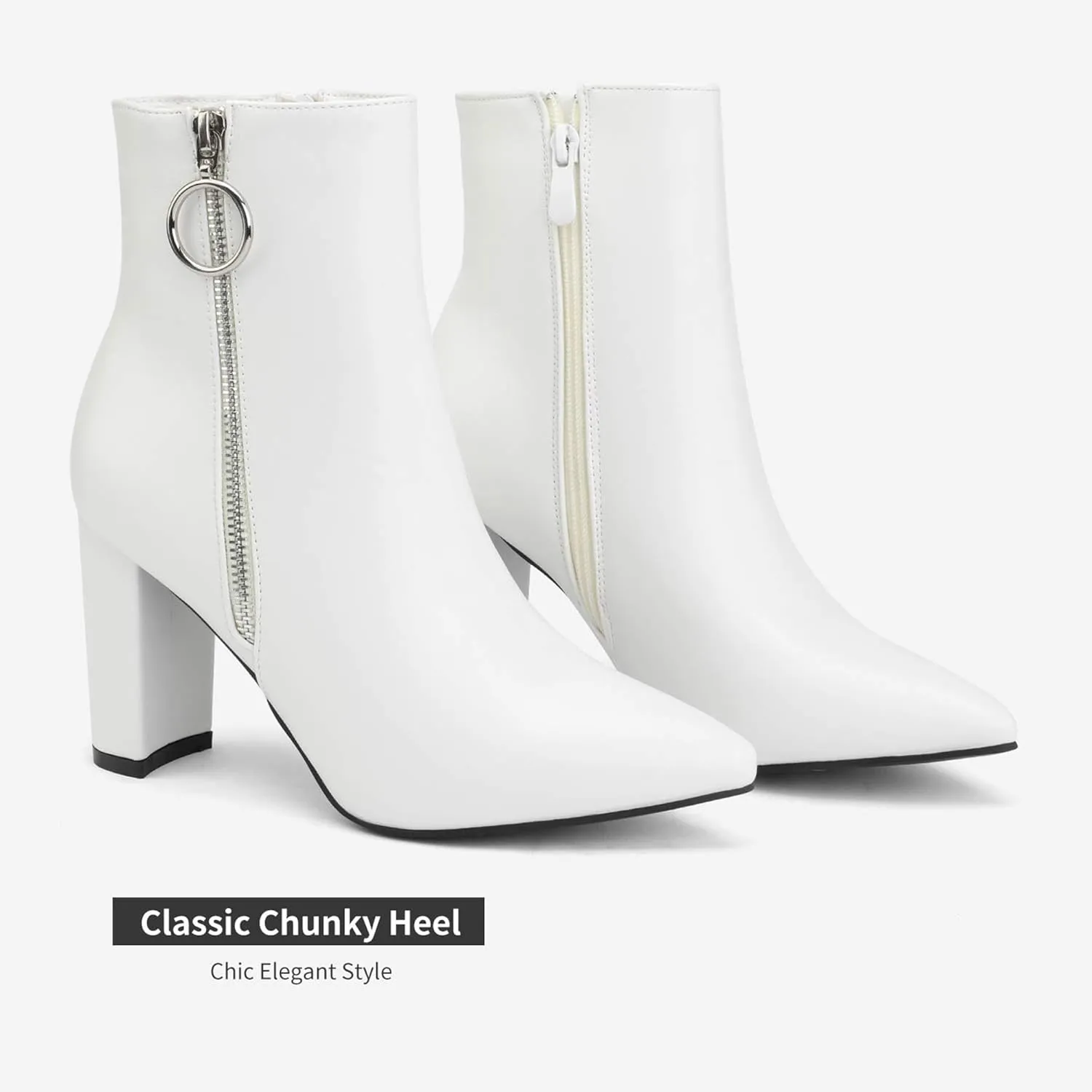 DREAM PAIRS Women's Chunky Heel Ankle Booties Pointed Toe Short Boots