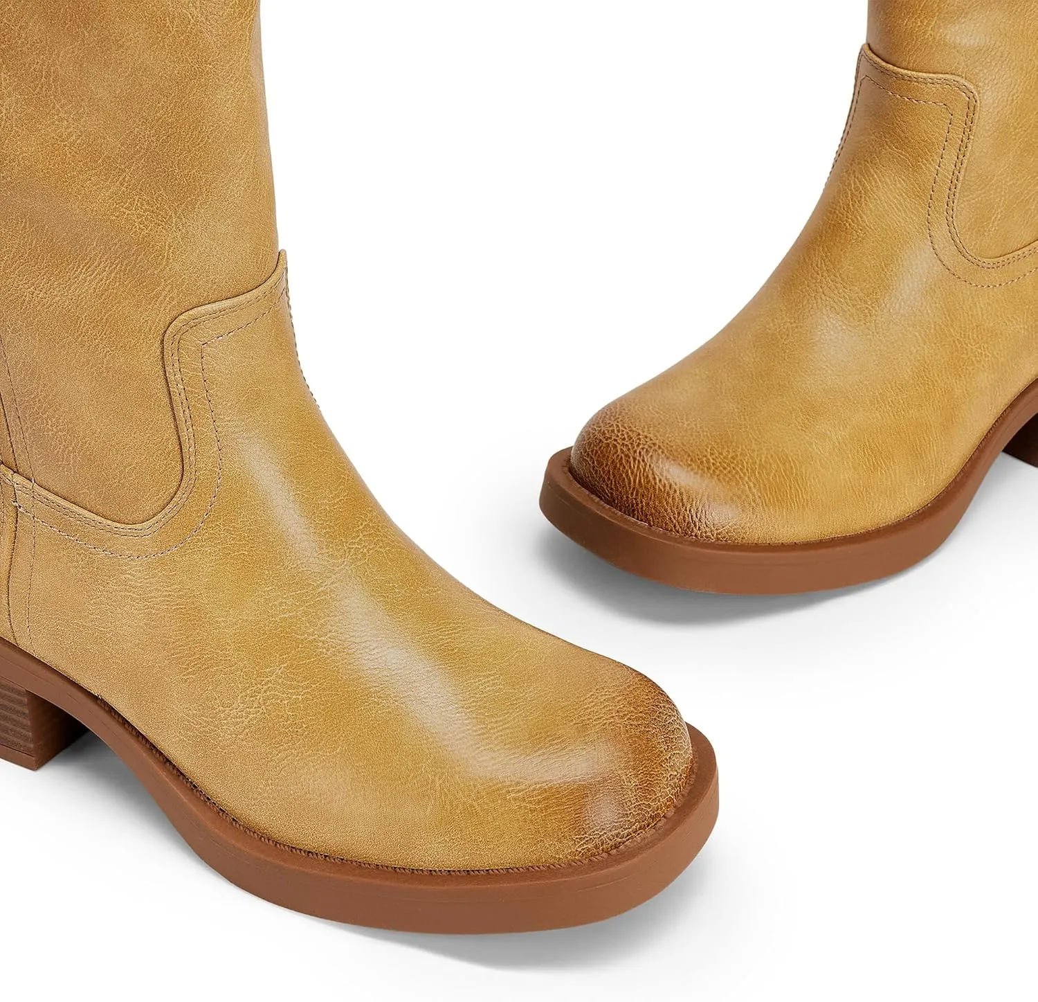 DREAM PAIRS Womens Knee High Boots Square Toe Platform Chunky Block Heel Banana Campus Boots for Women Comfortable Low Heel Side Zipper Womens Riding Tall Boots