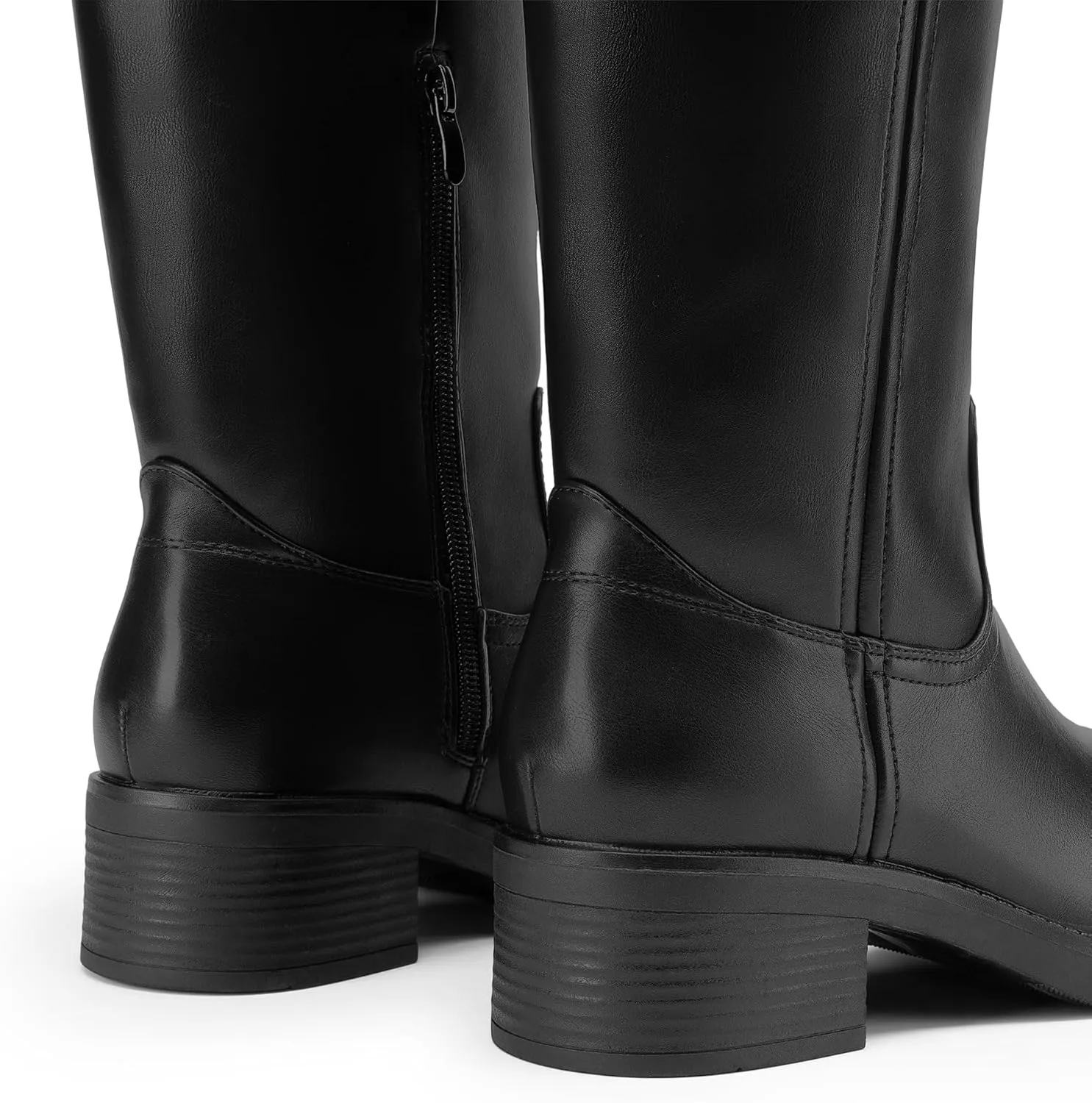DREAM PAIRS Womens Knee High Boots Square Toe Platform Chunky Block Heel Banana Campus Boots for Women Comfortable Low Heel Side Zipper Womens Riding Tall Boots