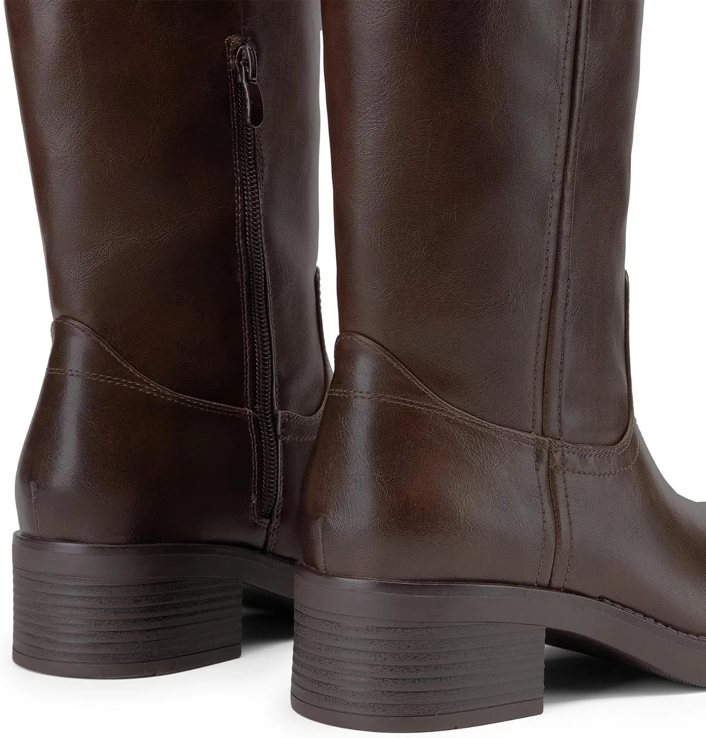 DREAM PAIRS Womens Knee High Boots Square Toe Platform Chunky Block Heel Banana Campus Boots for Women Comfortable Low Heel Side Zipper Womens Riding Tall Boots