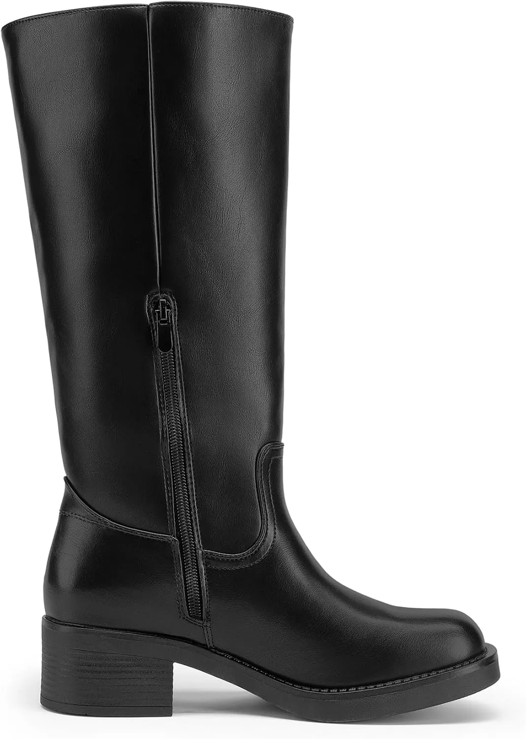 DREAM PAIRS Womens Knee High Boots Square Toe Platform Chunky Block Heel Banana Campus Boots for Women Comfortable Low Heel Side Zipper Womens Riding Tall Boots