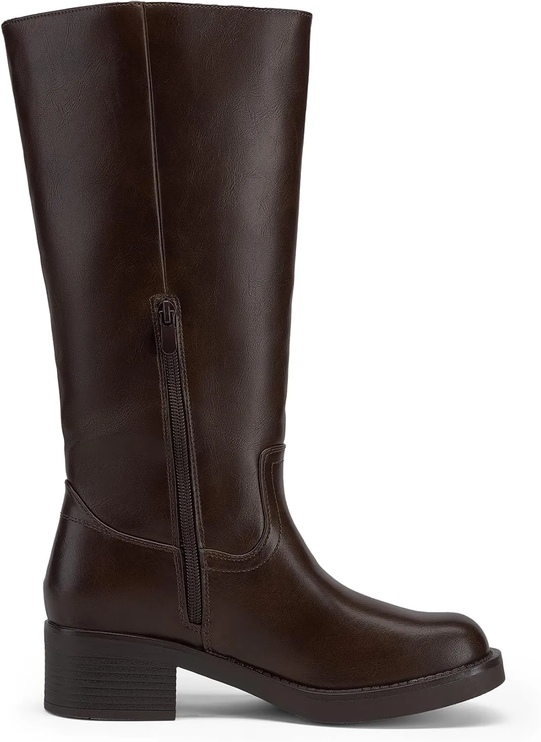 DREAM PAIRS Womens Knee High Boots Square Toe Platform Chunky Block Heel Banana Campus Boots for Women Comfortable Low Heel Side Zipper Womens Riding Tall Boots