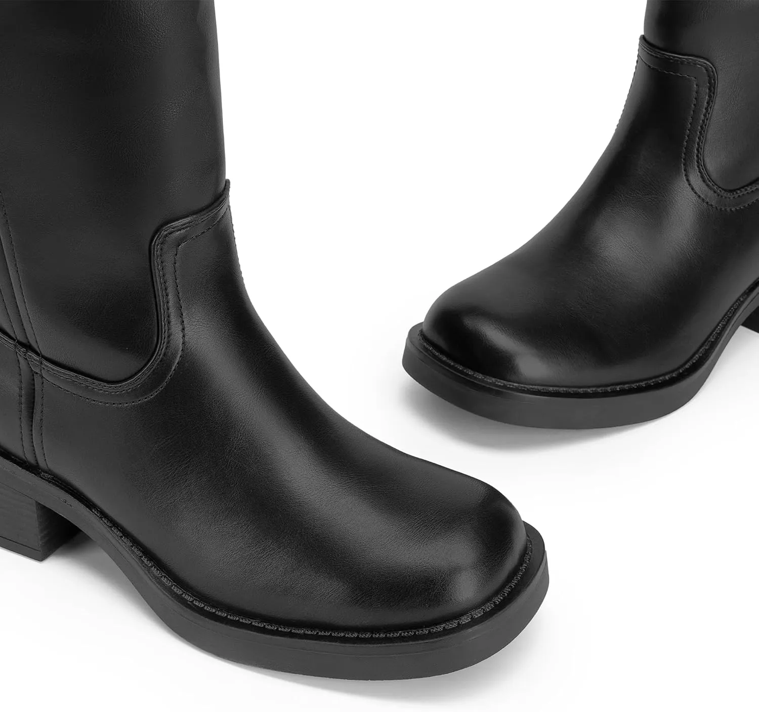 DREAM PAIRS Womens Knee High Boots Square Toe Platform Chunky Block Heel Banana Campus Boots for Women Comfortable Low Heel Side Zipper Womens Riding Tall Boots