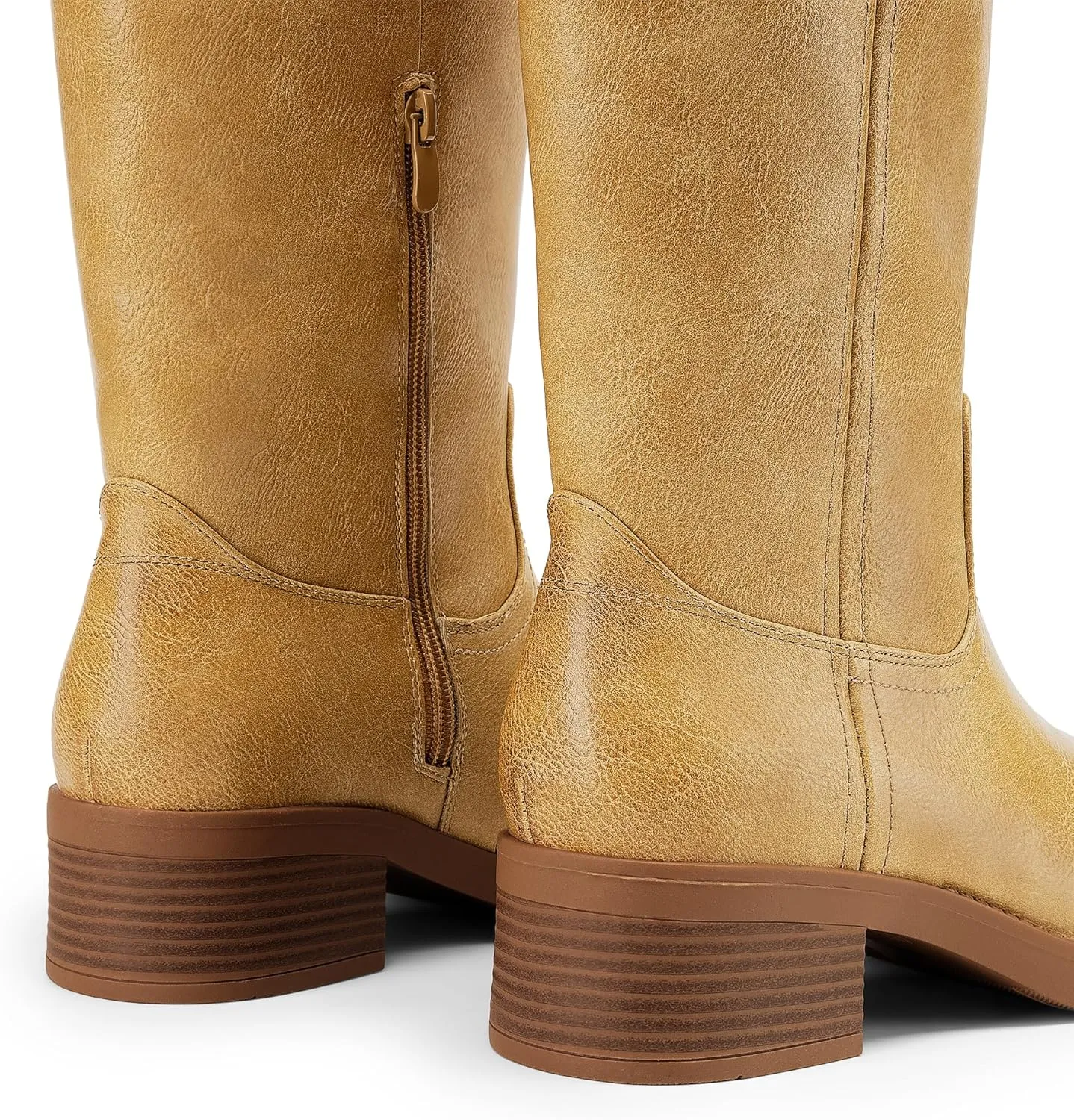 DREAM PAIRS Womens Knee High Boots Square Toe Platform Chunky Block Heel Banana Campus Boots for Women Comfortable Low Heel Side Zipper Womens Riding Tall Boots