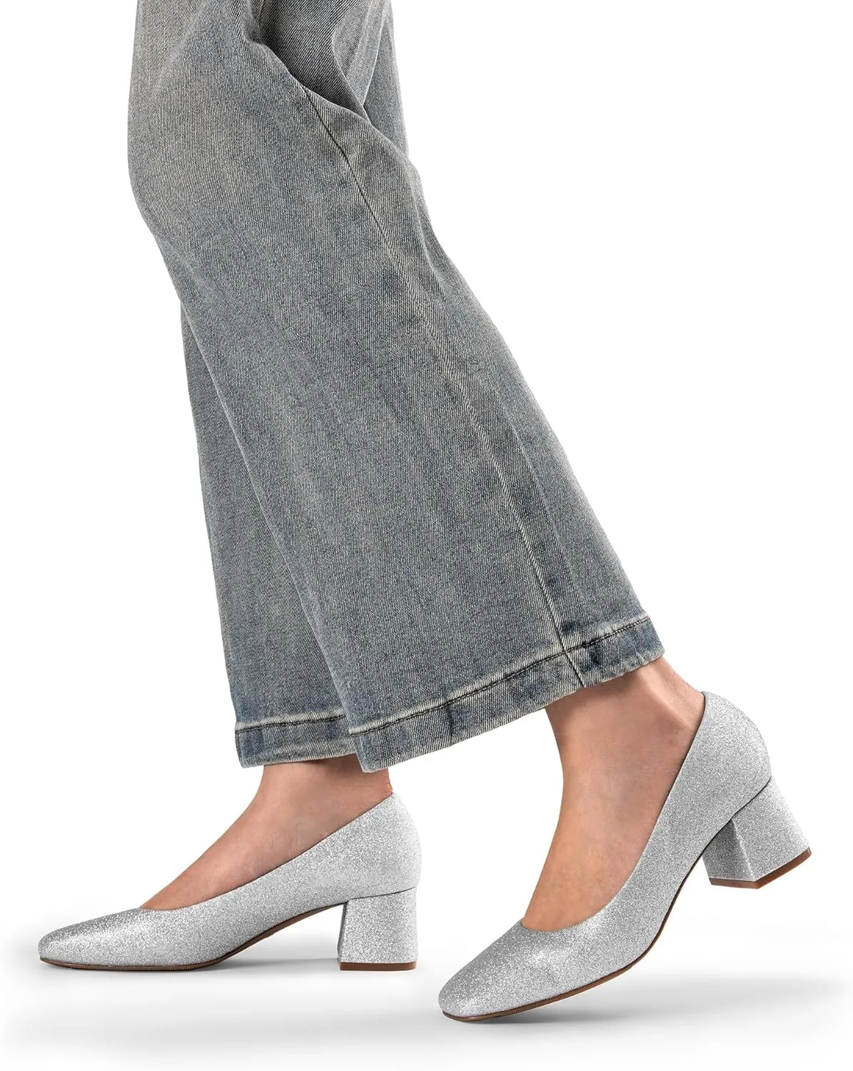 DREAM PAIRS Women's Low Chunky Heels Square Toe Pumps Comfortable Slip On Dress Shoes Wedding Party Office Shoes