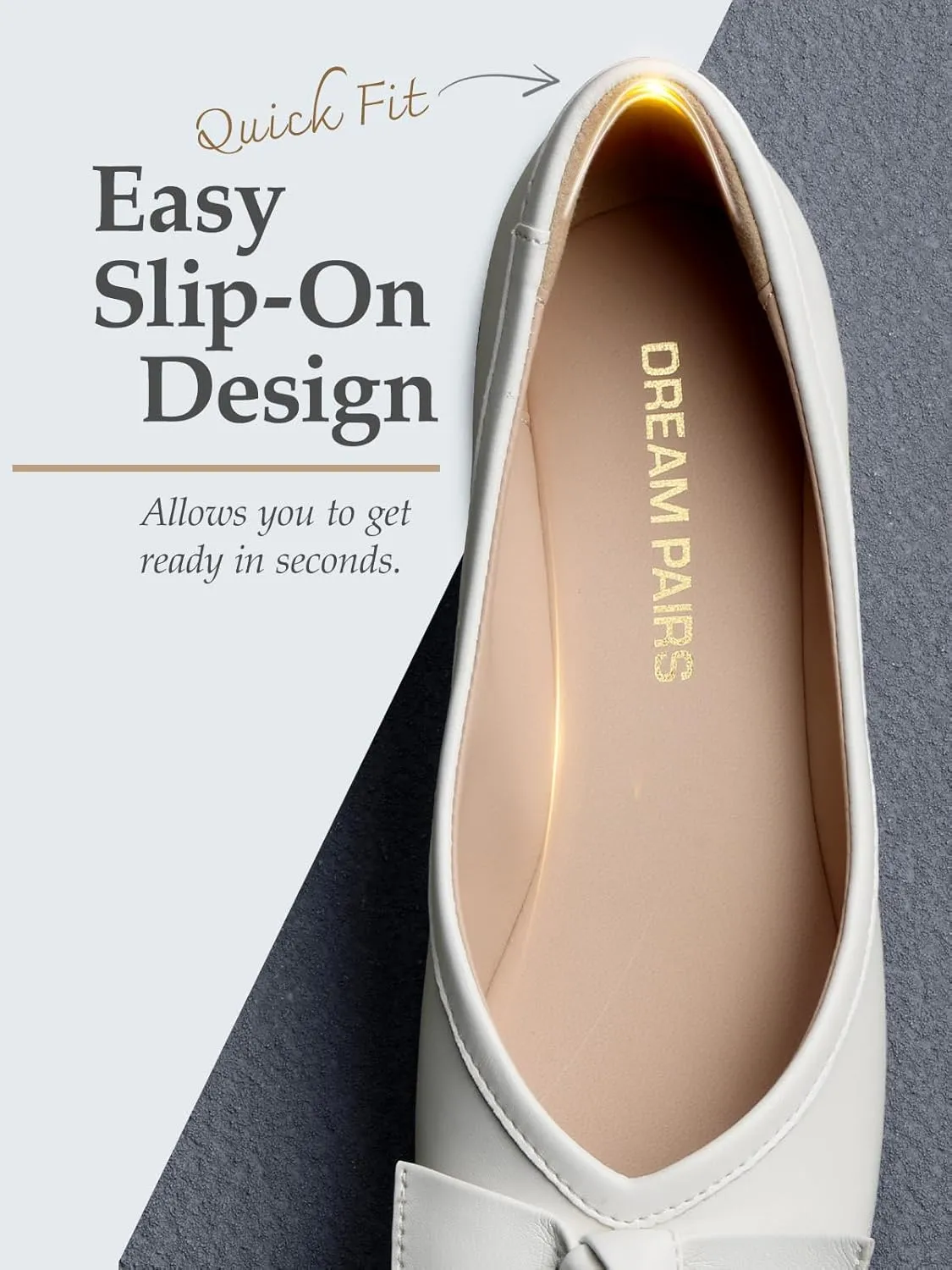 DREAM PAIRS Women's Low Wedge Dressy Flats, Comfortable Square Toe Rhinestone Wedding Shoes