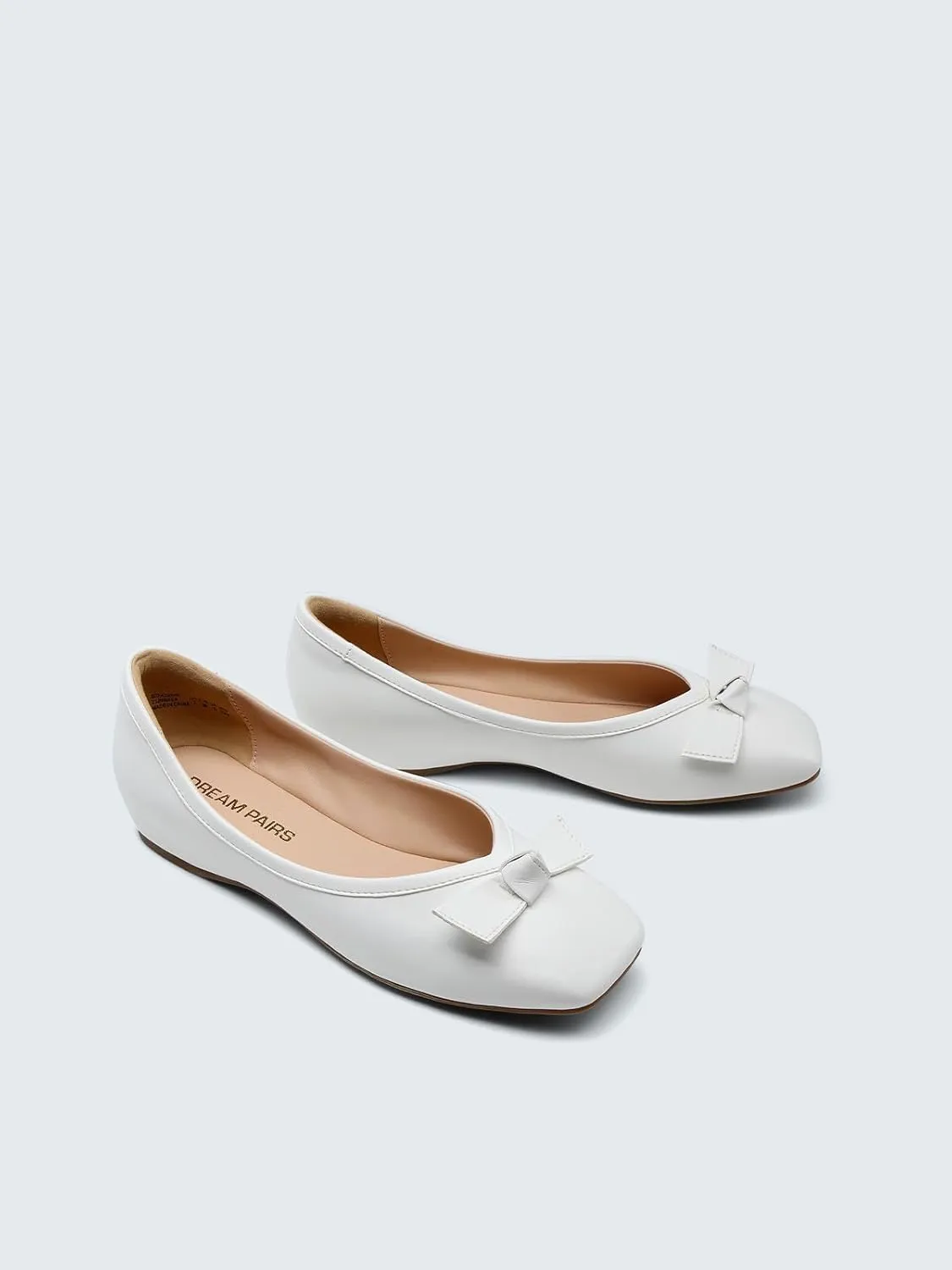 DREAM PAIRS Women's Low Wedge Dressy Flats, Comfortable Square Toe Rhinestone Wedding Shoes