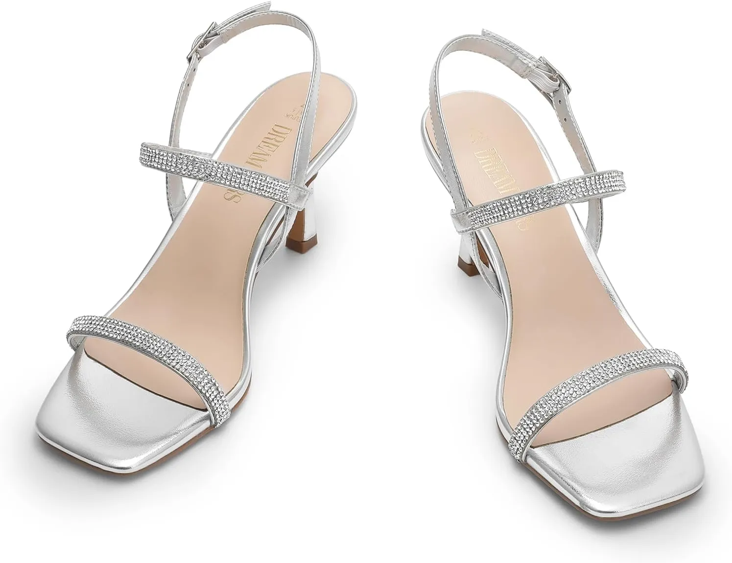 DREAM PAIRS Womens Slingback Heels Square Open Toe Strappy Sandals Ankle Strap High Heeled Dressy Shoes