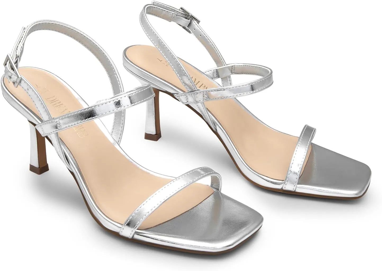 DREAM PAIRS Womens Slingback Heels Square Open Toe Strappy Sandals Ankle Strap High Heeled Dressy Shoes